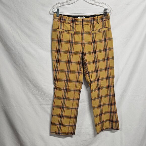 Anthropologie Maeve The Essential Slim Kick Flare Plaid Pants Women Size 6 - Picture 5 of 12